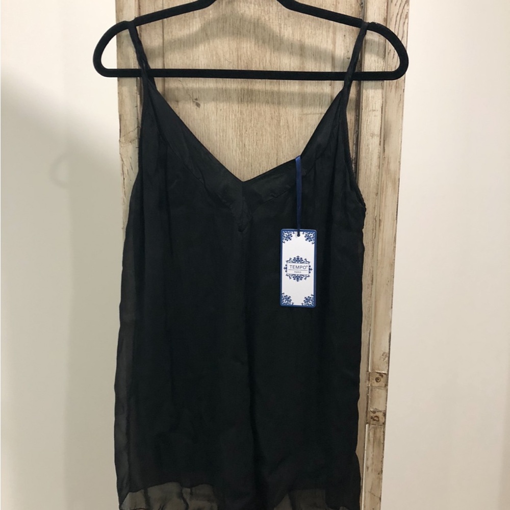 NWT! Beautiful! Tempo Paris Silk Sleeveless Top with Chiffon Detailing